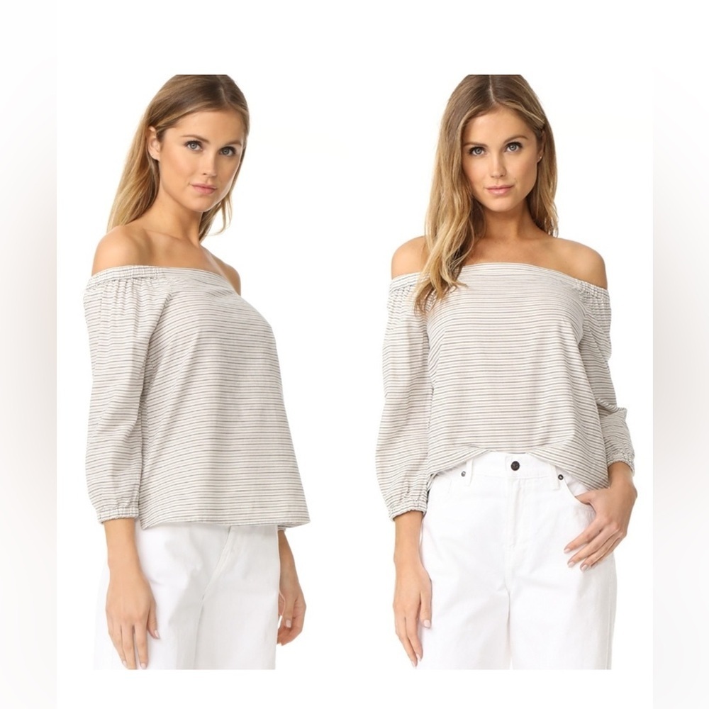 Madewell 100% Cotton Off-Shoulder Striped Top Size M
